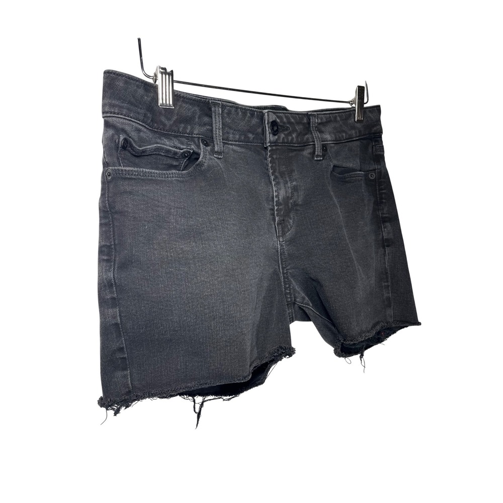 Lucky Brand Cut Off Denim Shorts Size 10 (30) Charcoal Gray Mid Rise Raw Hem